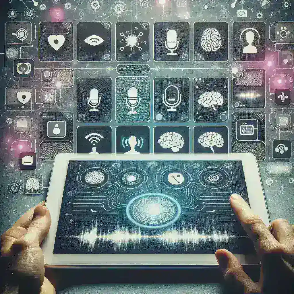 "An illustration of a smartphone displaying a voice analysis app, showcasing AI technology detecting diseases through voice patterns, highlighting the future of health diagnostics."